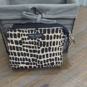 Kate Spade Black and Tan Croc-Embossed Wallet